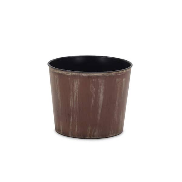 99 Gal. Brown, Ivory Indoor Plastic Round Planter with Weather Resistance (7 in. L x 7 in. W x 5.75 in. H) 1-Pack