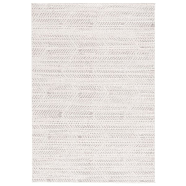 Revive 9 ft. x 12 ft. Ivory/Gray Geometric Chevron Area Rug