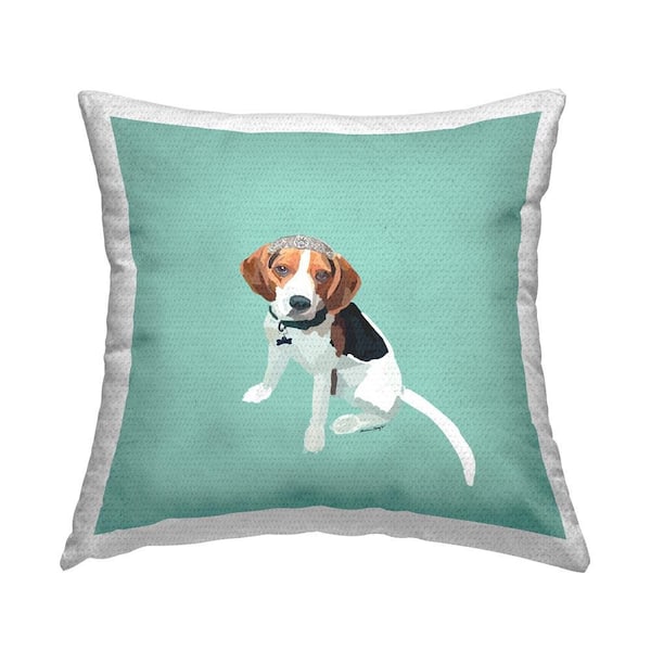 Stupell Industries Beagle with Tiara Outdoor Printed Throw Pillow by Amelia Noyes