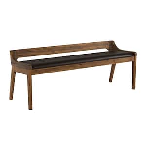 Rasmus Chestnut Wire-Brush Wood Dining Bench with Cushion 22 in. H x 59.5 in. W x 19 in. D