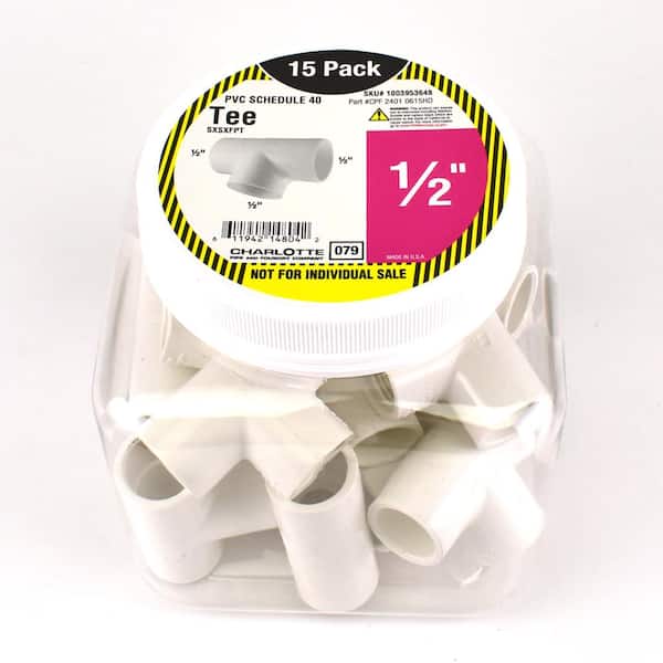 Charlotte Pipe 1/2 in. PVC Tee S x S x S Pro Pack (15-Pack) - image 5
