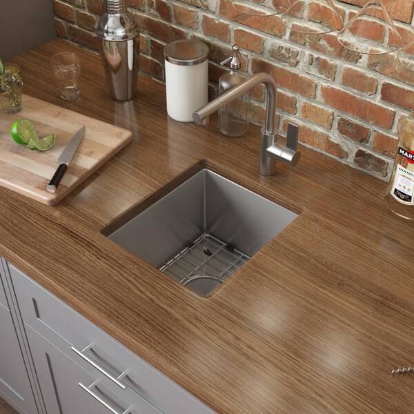 Ruvati 15 in. Undermount Bar Prep 16-Gauge Kitchen Sink Round Corners Stainless Steel Single Bowl