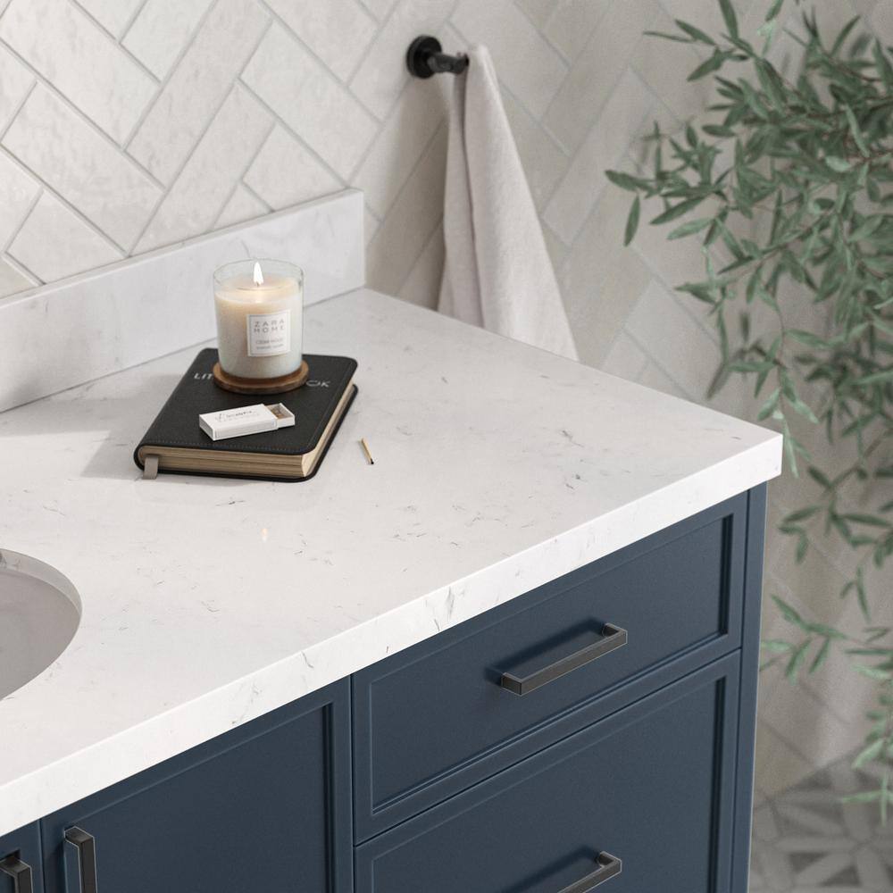 Midnight Blue 66" Freestanding Single Vanity with Carrara Quartz Top