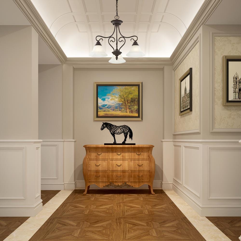 Timeless Bronze 3-Light Chandelier with White Alabaster Glass