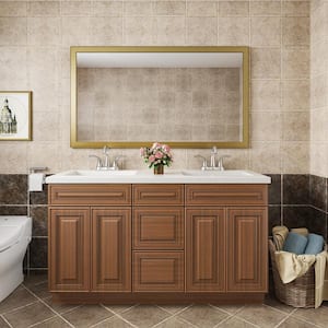 60 in. W x 21 in. D x 34.5 in. H in Cameo Scotch Plywood Ready to Assemble Floor Vanity Sink Base Kitchen Cabinet