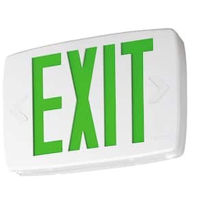 Quantum 1-Light Green Stencil 1-Watt Matte White Integrated LED Exit Sign
