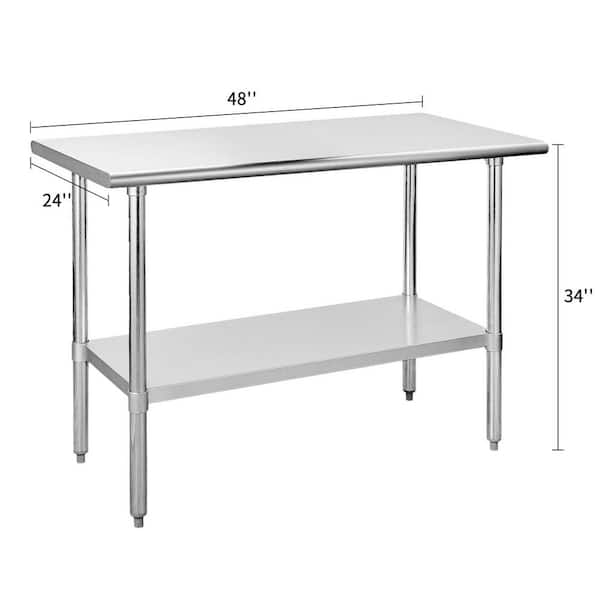 Tileon Stainless Steel Kitchen Utility Table With Under-shelf and ...