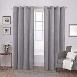 Velvet Silver Solid Light Filtering Grommet Top Curtain, 54 in. W x 84 in. L (Set of 2)