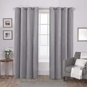 Velvet Silver Solid Light Filtering Grommet Top Curtain, 54 in. W x 108 in. L (Set of 2)