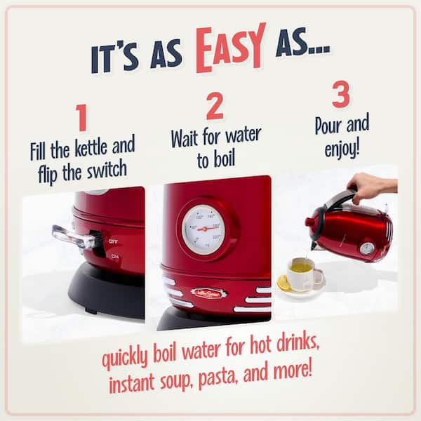 Nostalgia Red Retro 1500 W 1.7-Liter Stainless Steel Electric