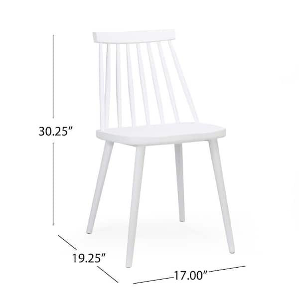 Farmhouse White Plastic Spindle Back Dining Chairs For