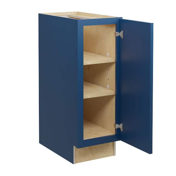 Home Decorators Collection Grayson 12 in. W x 24 in. D x 34.5 in. H Assembled Plywood Full Height Door Base Kitchen Cabinet in Mythic Blue RH