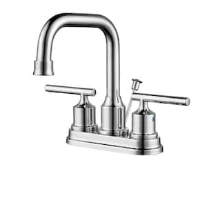 4 in. Centerset Double-Handle High Arc Bathroom Sink Faucet in Chrome