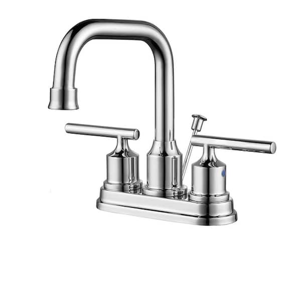 Dorind 4 in. Centerset Double Handle High-Arc Bathroom Faucet in Chrome