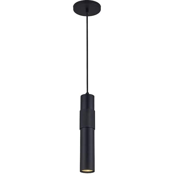 Dainolite Passwell 1-Light Matte Black Tubed Pendant Light