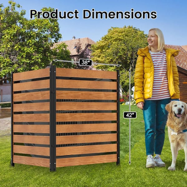 2-Panel Outdoor Air Conditioner Fence 38 in. W x 42 in. H Privacy Fence Panels Screen Outside Full-Coverage Metal Stake