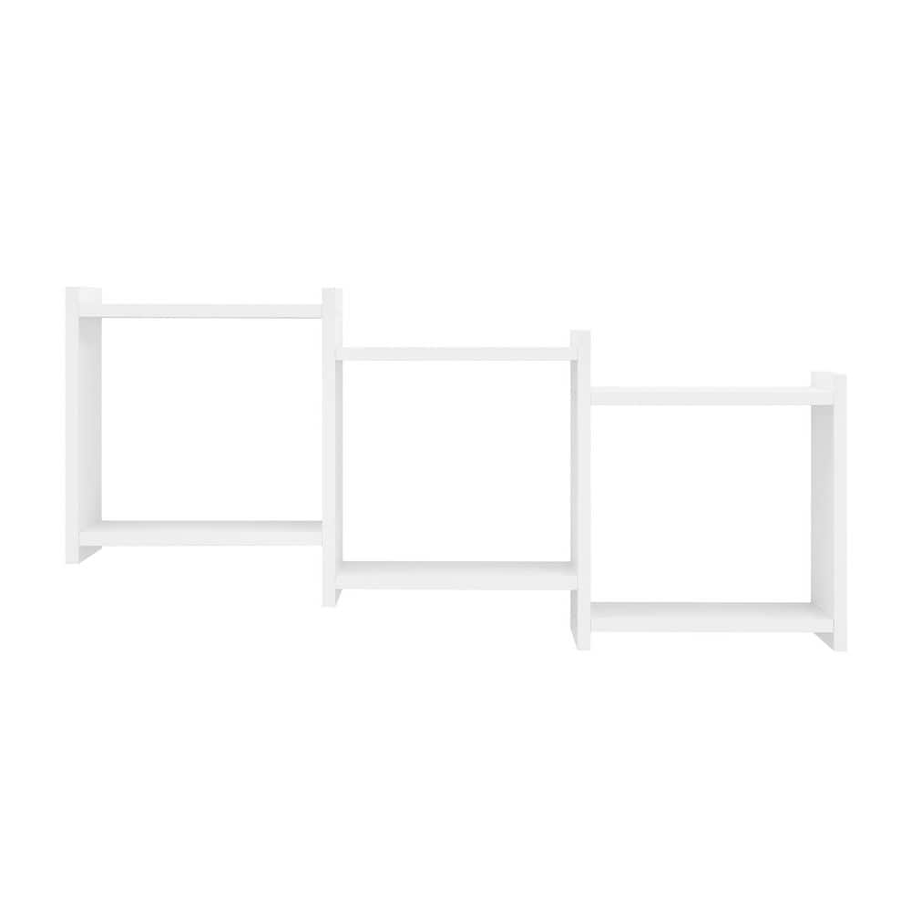 White 3-Cube Floating Wall Shelf with Ledges