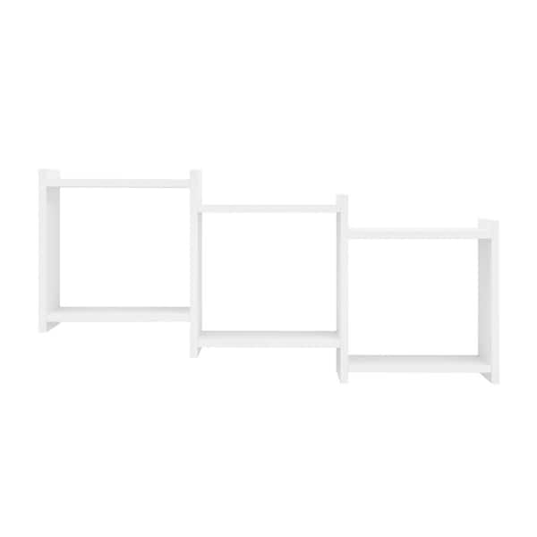DANYA B 35.5 in. 3-Cube White Cubby Organizer Wall Shelf with Ledges Horizontal or Vertical