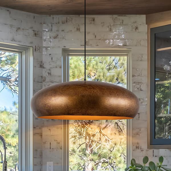 James 1-Light 26 in. Vintage Copper Outdoor Pendant Light with 78 in. Adjustable Cord