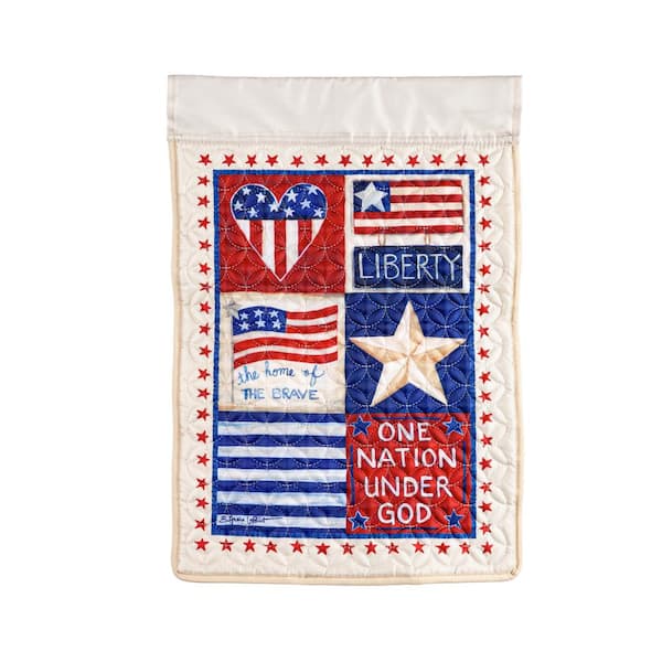 Evergreen 1 ft. x 1-1/2 ft. Patriotic Patchwork Garden Quilted Flag