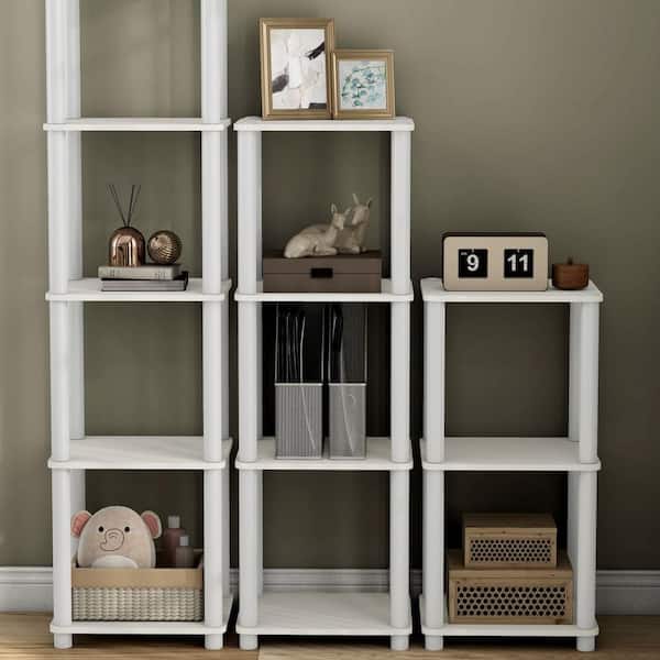 Quincy 44.2 in. Tall White Engineered Wood Display 4-Shelf Modular Bookcase With Support Rods