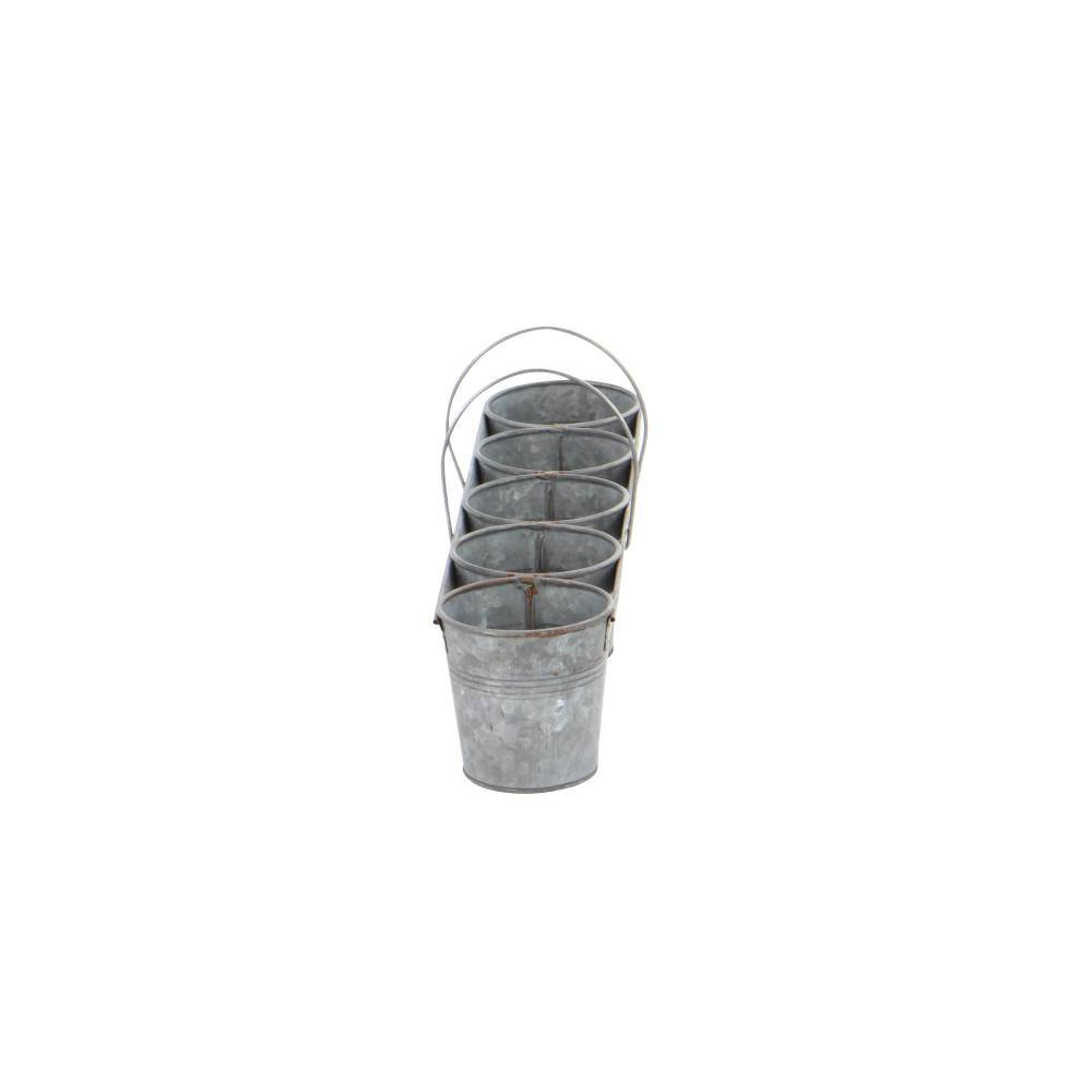 23" Gray Iron 5-Pail Farmhouse Planter with Arched Handles