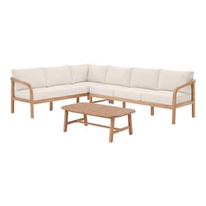 Orleans Eucalyptus Outdoor Sectional with CushionGuard Almond Cushions