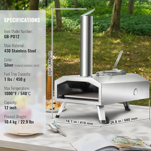 VEVOR Pizza Oven 12 in. Portable Wood Outdoor Pizza Oven