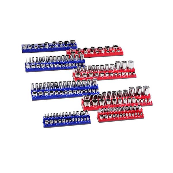 Magnetic Socket Organizer Set, 8PCS Socket Holder, 1/4in., 3/8in. and 1/2in. Metric SAE Socket Trays, Hold up to 199 PCS