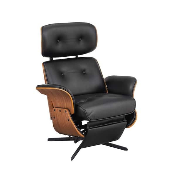 Art Leon Modern Black Faux Leather Swivel Recliner SF038-BK-N