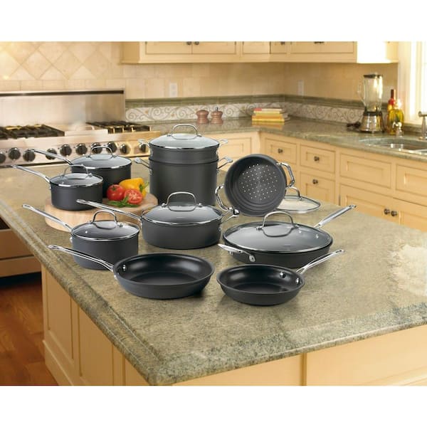 Cuisinart Chef's Classic Hard Anodized 17 Piece Black Cookware Set with Lids