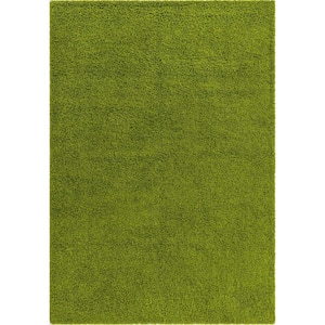 Solid Shag Grass Green 7 ft. x 10 ft. Area Rug