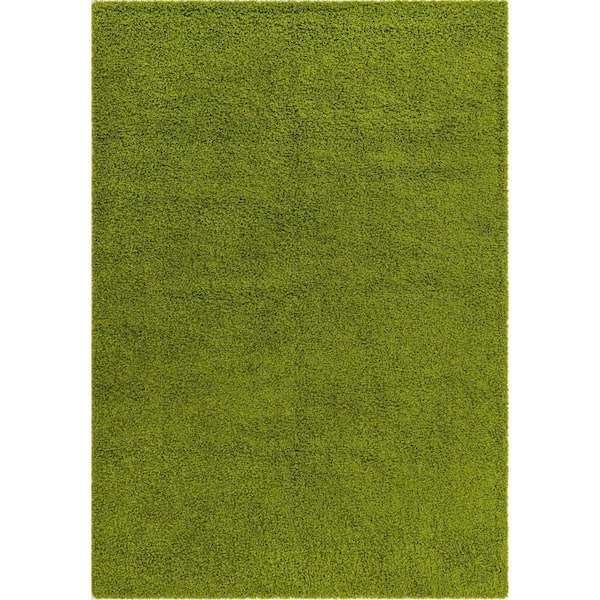 Unique Loom Solid Shag Grass Green 7 ft. x 10 ft. Area Rug