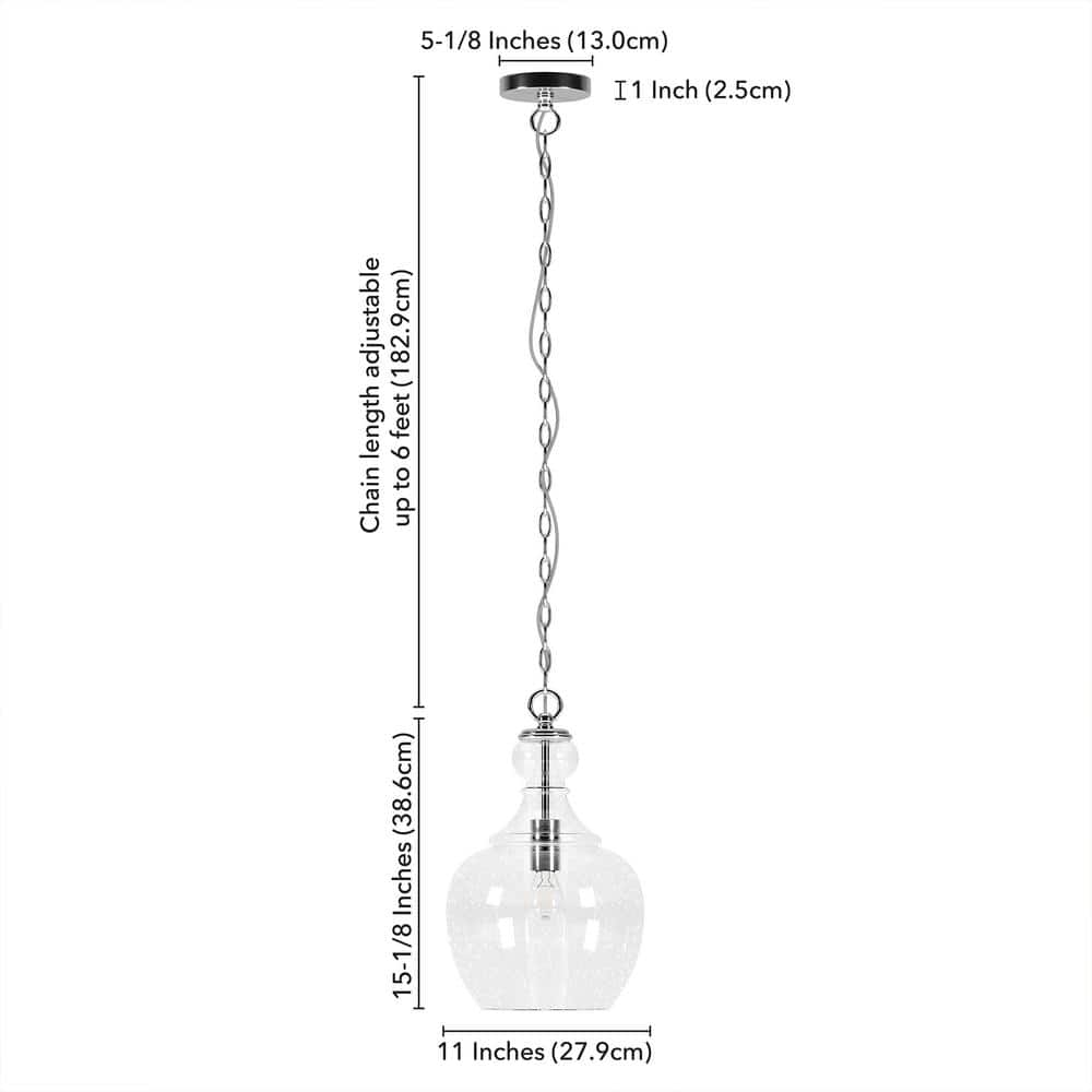 Brushed Nickel 11" Glass Drum Pendant Light