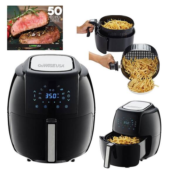 GoWISE USA 8-in-1 5.8 Qt. Black Electric Air Fryer with Recipe