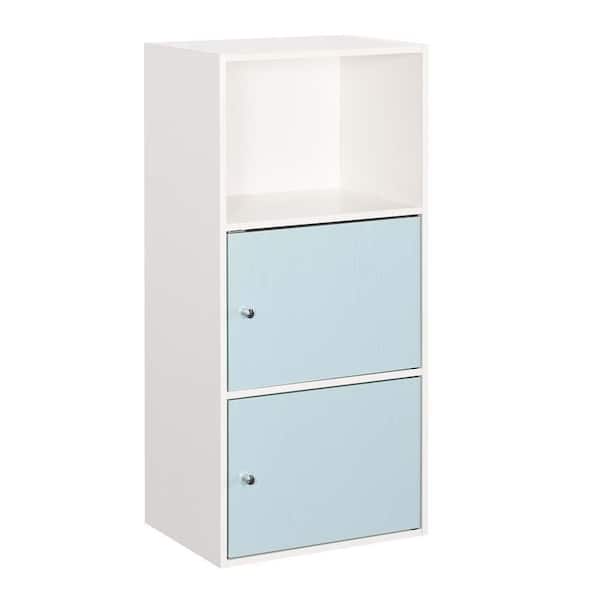 Convenience Concepts Xtra Storage White/Sea Foam Blue 2-Door Cabinet with Shelf