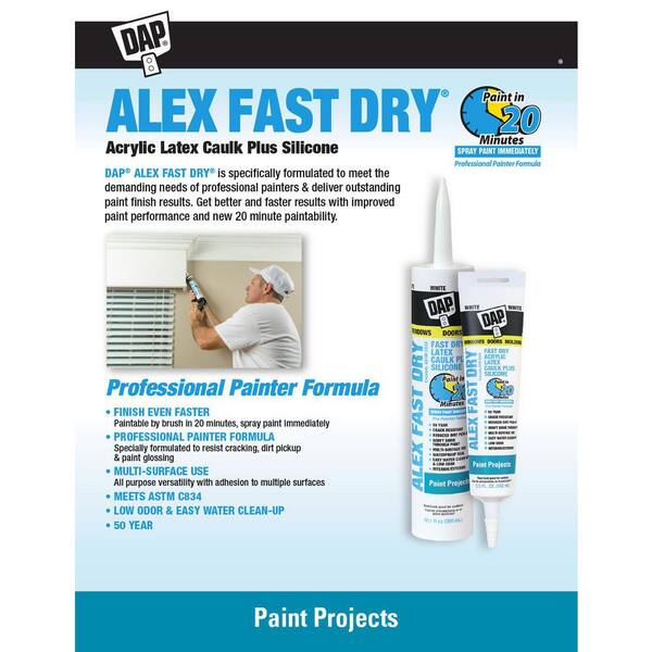 ALEX FAST DRY Acrylic Latex Caulk Plus Silicone DAP Global