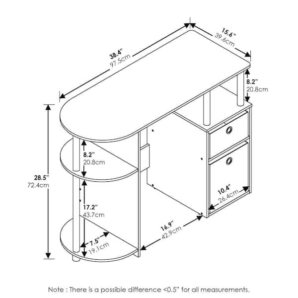 Furinno JAYA Simplistic Computer Study Desk with Bin Drawers