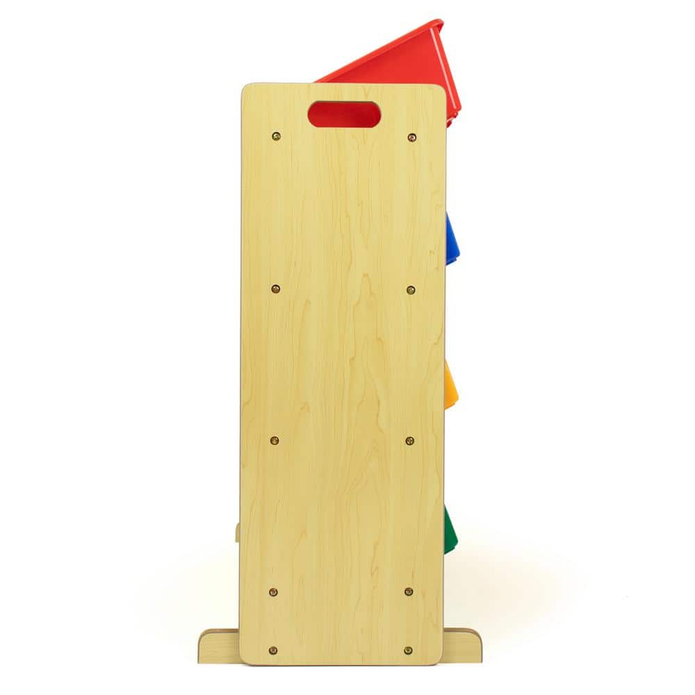 Natural Wood Kids Toy Storage Organizer with 12 Colorful Bins