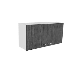 39.3 in. W x 12.6 in. D x 19.3 in. H White and Smokey Gray Ready to Assemble Wall Kitchen Cabinet with Double Doors