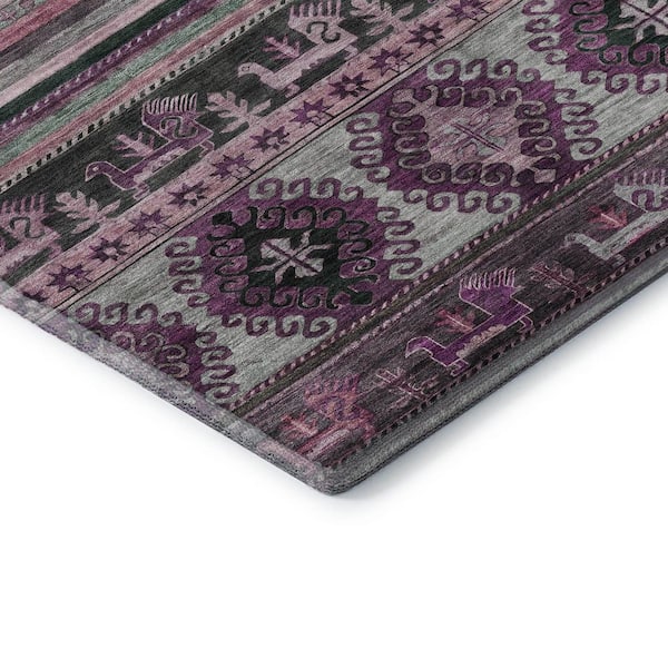 Mayfield Premium Machine Washable Abstract AMF1626 Purple 3 ft. x 4 ft. Area Rug