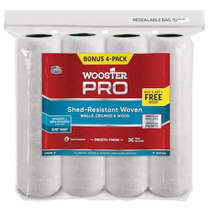 9 in. x 3/8 in. High-Density Pro White Woven Roller Cover (4-Pack)