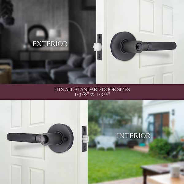 Woodcliff Gun Metal Keyed Entry Door Lever Featuring Dual Keyway