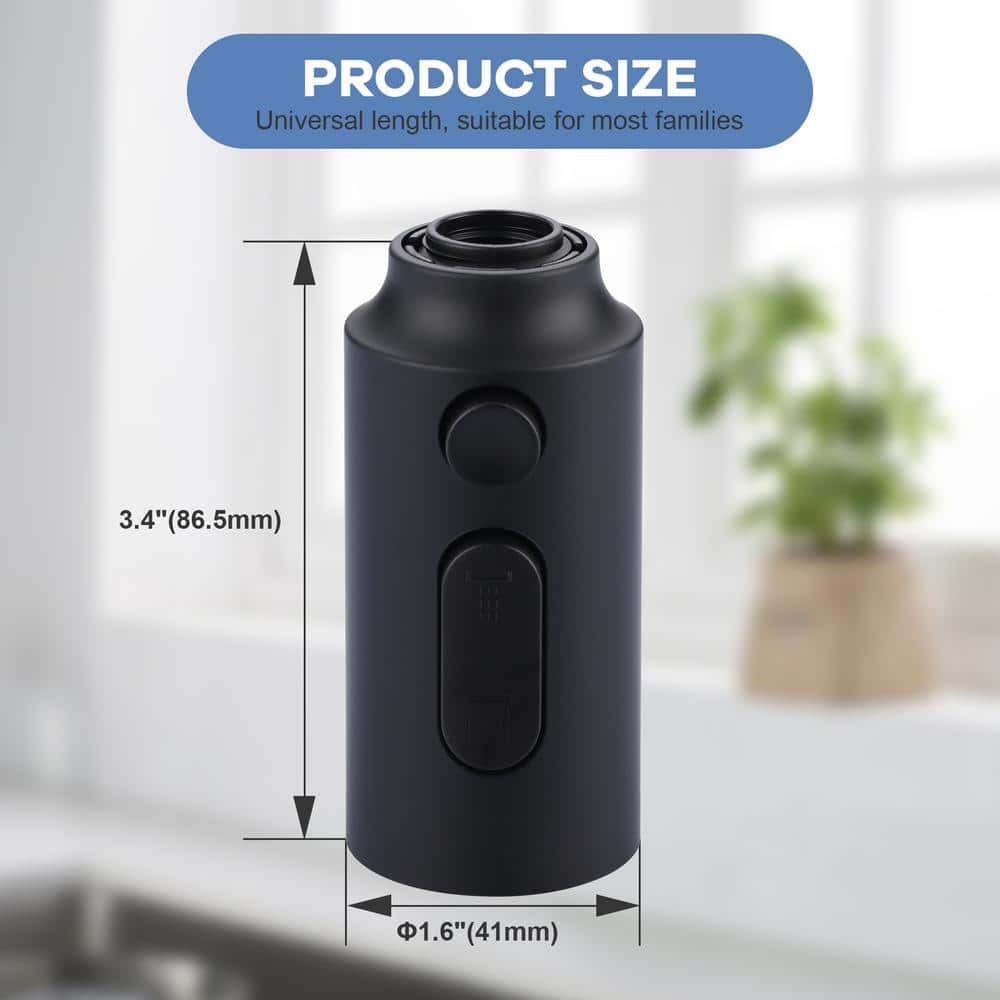 Matte Black 3-Function Kitchen Faucet Spray Head with 9 Adapters