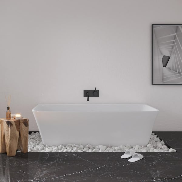 ROSWELL Motril 67 in. Acrylic Flatbottom Freestanding Non-Whirlpool Soaking Bathtub in White