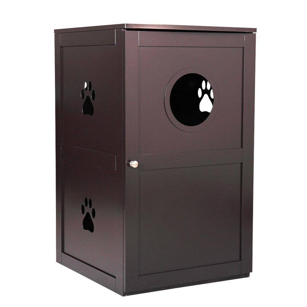 2Tier Functional Wood Cat Washroom Litter Box Cover with Multiple