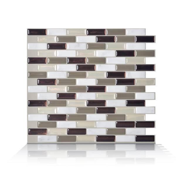 smart tiles Murano Stone Taupe 10.2 in. W x 9.10 in. H Peel and Stick Self-Adhesive Decorative Mosaic Wall Tile Backsplash