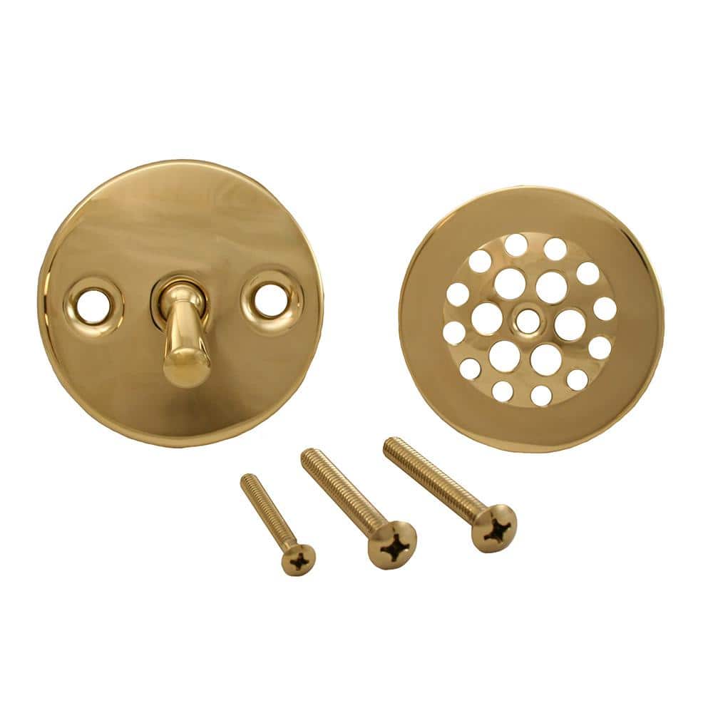 JONES STEPHENS Trip Lever Bath Tub Drain TrimOnly Kit with 2Hole Overflow Plate Polished Brass