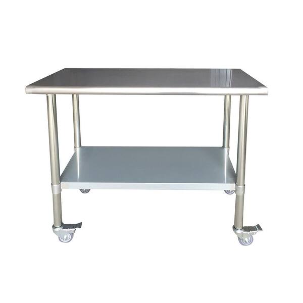 Sportsman Stainless Steel Kitchen Utility Table with Locking Casters