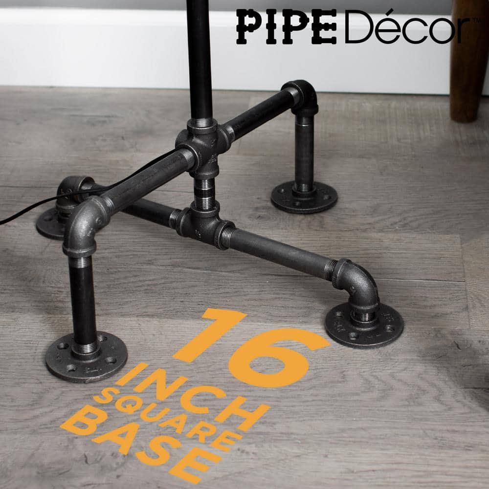 Industrial Black Steel Pipe Floor Lamp with Edison Bulb